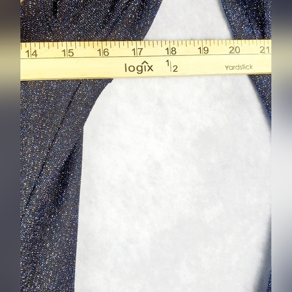 Free‎ People One more time Blue Black Shimmer Ruffle Fluence Midi wrap dress XS - Picture 11 of 13